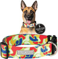 Lucky Love Dog Wide Dog Collar - Adjustable, Durable, Soft Webbing, & Comfortable 1.5 inch Wide Collar for Dogs Male and Female with Strong Buckle - Oscar, Large