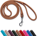 OOPSDOGGY Rolled Leather Dog Lead 6ft Heavy Duty Training Leash for Small Medium Large Dogs & Puppy Black Brown Red (Beige, Large)