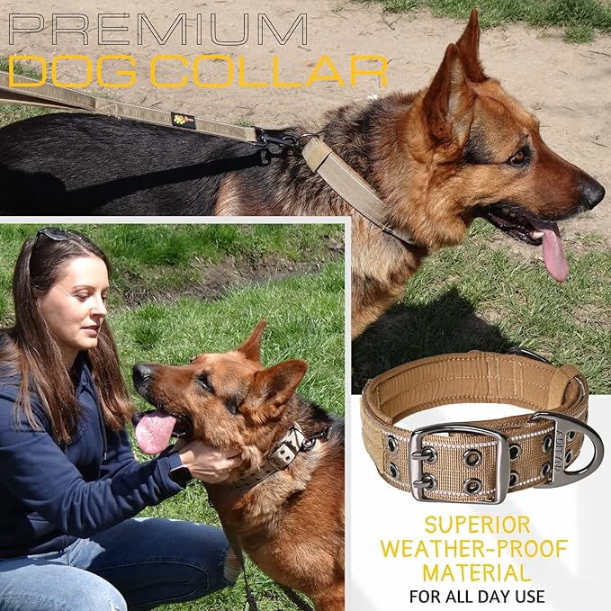 ADITYNA Heavy Duty Dog Collar for Extra-Large Dogs - Reflective Big XL Collar with Handle for Training, and Walking - Wide, Thick, Tactical, Soft Neoprene Padded