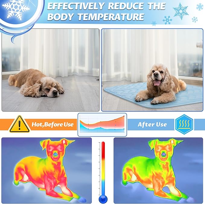 Dog Cooling Mat, Portable Dog Crate Pad, Washable Pad Bed, Indoor Outdoor Uses in Kennel, Bed, Sofa or Car, Providing a Cool and Comfortable Experience for Your pet During Summer (40"x28")