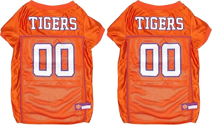NCAA College Clemson Tigers Mesh Jersey for Dogs & Cats, Medium. Licensed Big Dog Jersey with Your Favorite Football/Basketball College Team (Pack of 2)