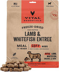 Vital Essentials Freeze Dried Dog Food, Raw Lamb & Whitefish Soft Nibs | Complete Meal or Mixer | 99% Lamb, Whitefish, Organs & Bone | High Protein, Low Carb, Grain Free, Dry Dog Food | 14 oz
