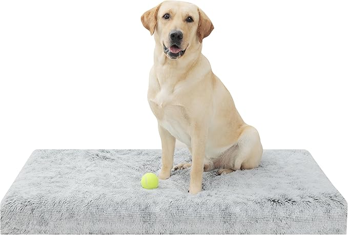 Dog Bed, Dog Crate Pad with Removable Washable Pet Mat Cover, Non-Slip Bottom, Waterproof Orthopedic Dog Beds for Large/Medium/Small Dogs (XL(42''x30''x4''), Grey)