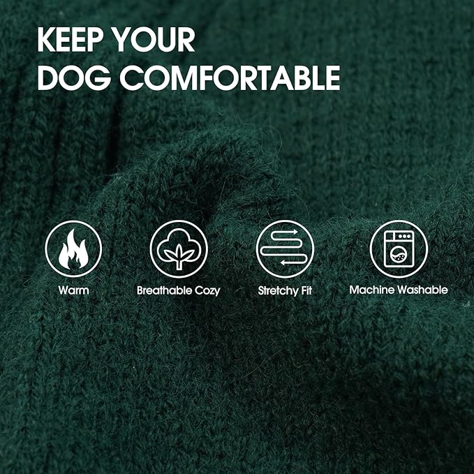 IECOii XXL Dog Sweater,Thermal Knit Big Dog Sweater Christmas,Pet Turtleneck Doggy Sweatshirt for Extra Large Dogs Boy Girl,Stretchy Large Dogs Cold Weather Outfit Pitbull Clothes,(Green XXL)