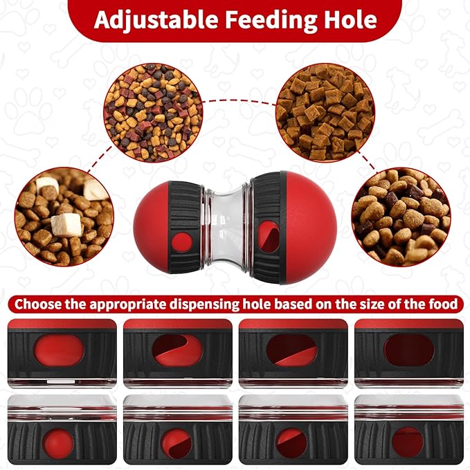 Interactive Dog Treat Dispenser and Puzzle Toys, Dog Slow Food Feeder Rolling Ball for Reducing Boredom and IQ Training Toys, Red