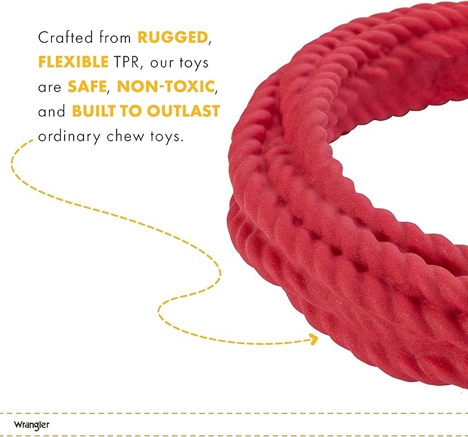 Wrangler Foam Coiled Rope Dog Chew Toy – Scented Dog Rope Toy for Medium to Large Dogs – Pet-Safe Foam Toy for Tug & Fetch – Promotes Healthy Chewing - Indoor/Outdoor Play (Tan, Peanut Butter)