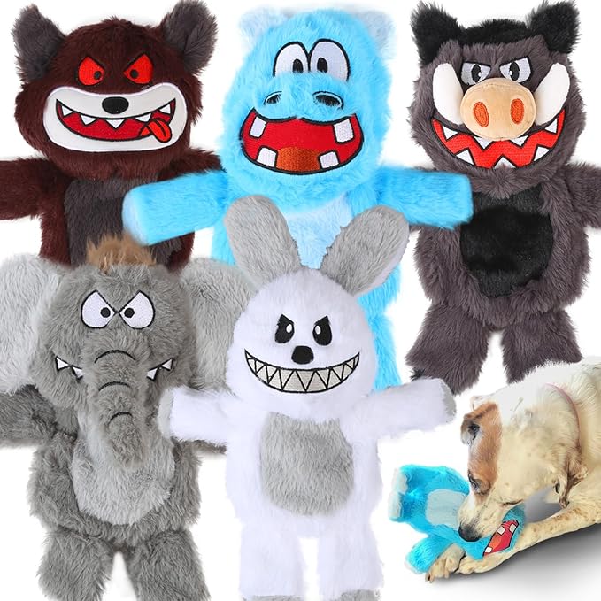 Bzonsmart 5 Pack Squeaky Dog Toys.Tough Plush Chew Toys for Dogs.Interactive Dog Toys to Keep Small Medium Large Breed Dogs Busy .Durable Anti-Boredom Dog Toy for Teething & Playtime.