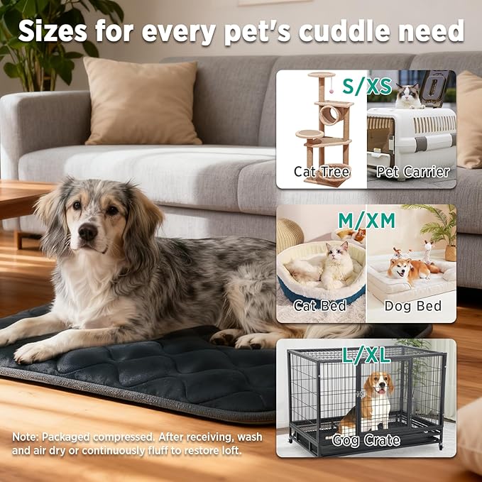 furrybaby Dog Bed Mat Flat Crate Mat with Anti-Slip Bottom Machine Washable Pet Kennel Pad for Dog Sleeping (M 30x19'', Grey Mat)