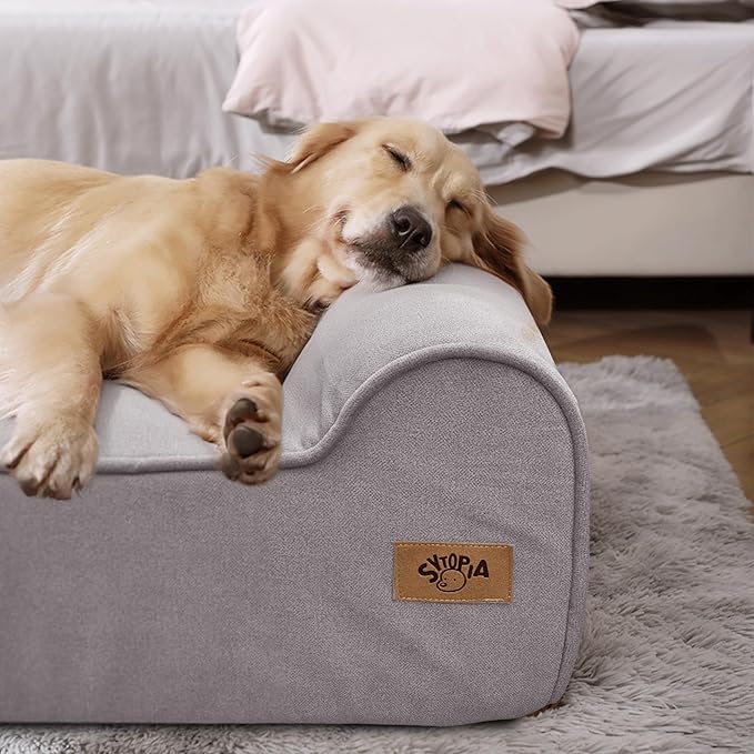 Sytopia XXL 35D Memory Foam Dog Bed for Extra Large Dogs – 7" Thick Orthopedic Pet Couch for Seniors and Big Breeds up to 150 Pounds, with Water-Resistant Liner & Washable Cover – Grey