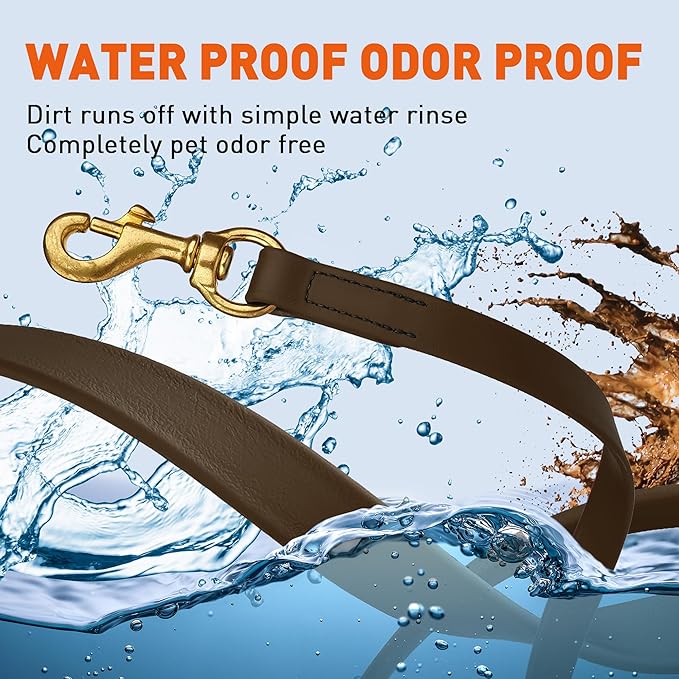 Viper Biothane K9 Working Dog Leash Waterproof Lead for Tracking Training Schutzhund Odor-Proof Long Line with Solid Brass Snap for Puppy Medium and Large Dogs, 33ft Dark Chocolate Brown