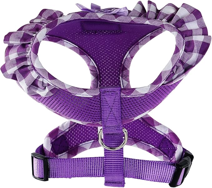 SuperBuddy Upgraded Soft Mesh Dog Harness, Super Breathable Lightweight Pet Harnesses for Puppy Dogs Outdoor Walking, Purple Dog Harness -Medium