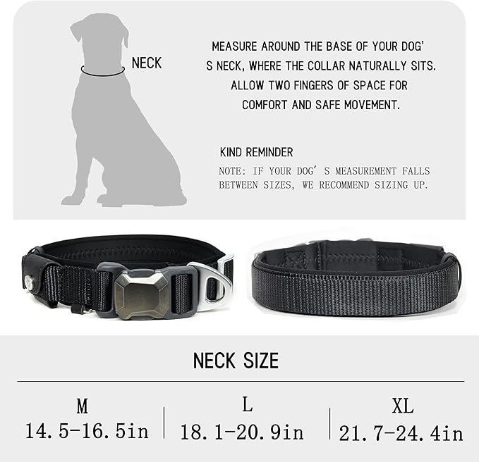 Upgraded Airtag Dog Collar, Adjustable Dog Collar with 450LB Escape-Proof Magnetic Buckle, Soft Anti-Wrinkle, Bite & Stain-Resistant Leather(Carbon Night, XL)