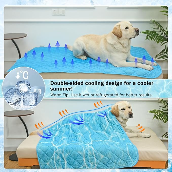 SCENEREAL Upgraded Dog Cooling Mat for Small Meduim Breeds Dogs, 28"x40" Reversible Self- Cooling Mat for Summer Heat, Ice Cool Soft Pet Throw Blanket Use in Couch, Car, Seat,Bed- Machine Washable