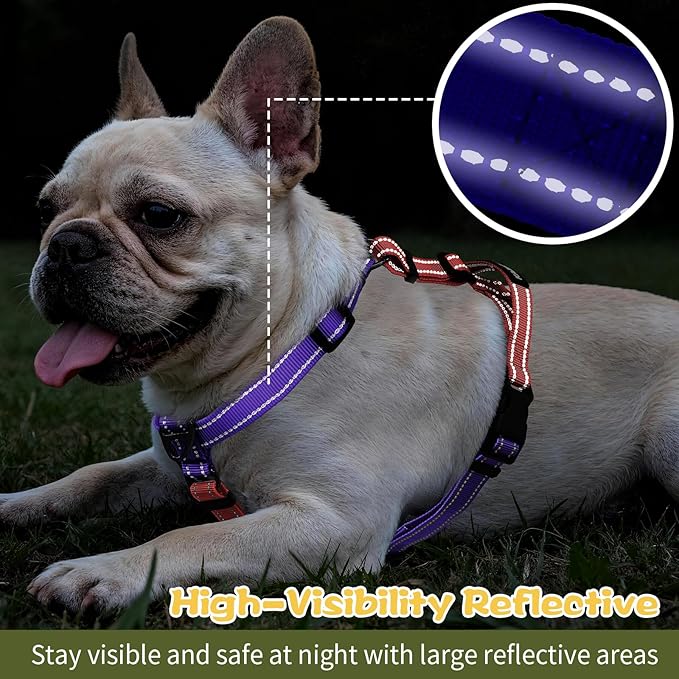 Dog Harness,Adjustable No Pull Dog Harness,Y-Shaped Design,Buckle-Neck Balance Harness with Reflective, Ideal for Dog Training Hiking, Easy Walk Harness,Durable High-Tensile Nylon Pink-S