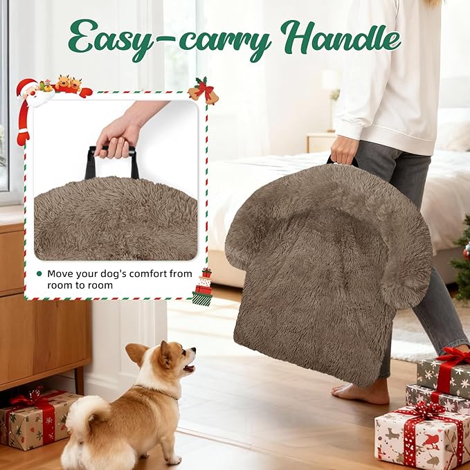 GGIB Calming Dog Bed Christmas Throw Blanket Fluffy Plush Dog Mat for Furniture Protector Decoration Holiday Throw for Sofa Couch Cover for Large Medium Small Dogs Cats (Medium, Camel)