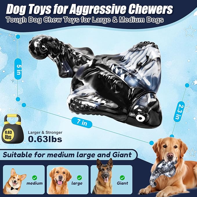 Dog Toys for Aggressive Chewers, Indestructible Dog Toys for Large Dogs, Tough Chew Toys for Large Medium Breed, Dog Toy to Keep Them Busy, Bacon Flavor