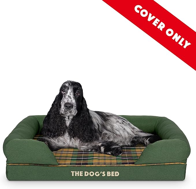 The Dog’s Bed Replacement Outer Cover, Oxford Fabric, Green Tartan, Medium