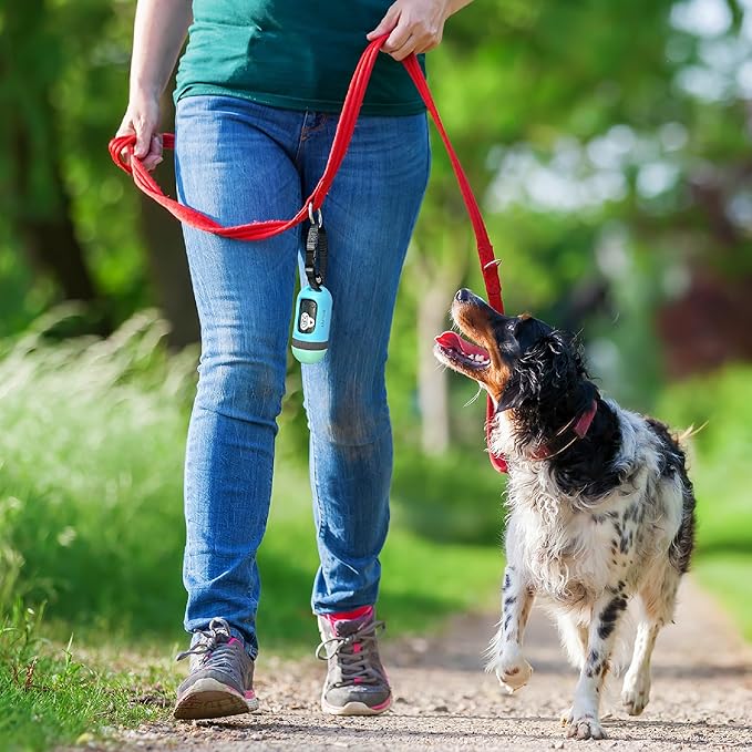 SVD.PET Dog Poop Bag Dispenser, Retractable Dog Waste Bag Holder for Leash, Pet Poop Bag Holder with 15 Bags, Dog Walking Accessory (Blue/Jade)