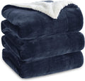 Bedsure GentleSoft Sherpa Fleece Blankets King Size for Bed, Non-Heated, Thick and Warm Throw for Women and Men, Soft Fuzzy Plush King Blanket for Winter, Navy, 108x90 Inches