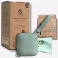 Eco Duo Set: Pawtria Dog Poop Bags (120) + Premium Silicone Poop Bag Holder for Leash, BPA-Free, Leak-Proof, Zero Plastic, Zero Waste, Supports Rescue Dogs (Dispenser + 120 Poo Bags)