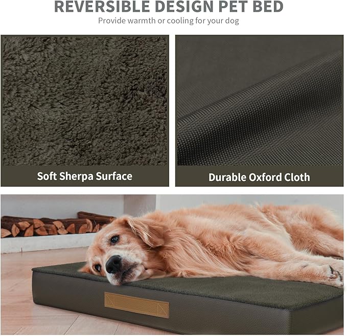 Large Comfy Washable Dog Bed, Orthopedic Egg Crate Foam Dog Crate Mat for Large Dogs with Removable Cover, 41x27 Inch, Coffee