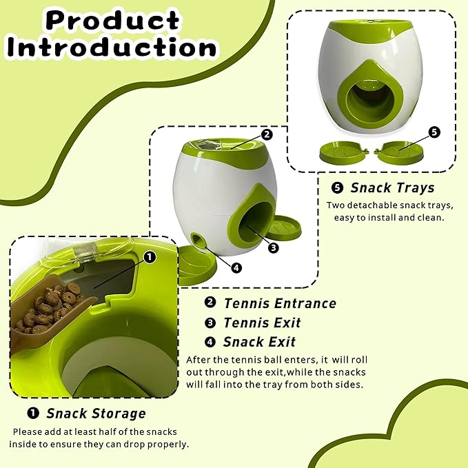 ABULL Interactive Dog Puzzle Toy - Drop The Ball to Get Treats, 2-in-1 Treat Dispenser & Slow Feeder for Healthy Eating, Keep Them Busy and Stop Boredom, Fun and Durable for All Breed (Green)