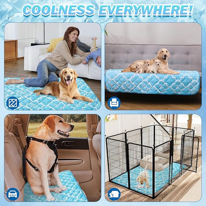 EXPAWLORER Dog Cooling Mat-28.3''*47.2'' Upgraded Extra Large Cooling Pad for Dog Dogs Cats Pets in Summer Keep Cool,Washable,Non-Slip Blanket for Grate Sofa Bed Outdoor