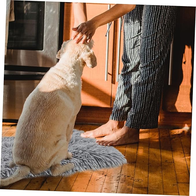 Large Warm PET Mat for Dogs Cats 55x45cm Fluffy Coral Fleece Cushion Washable Sleeping Pad for Winter Self-Warming Resting Bed Mute Base