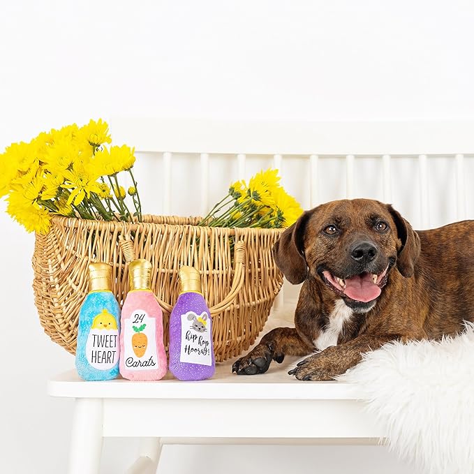 Fringe Studio Plush Dog Toy, Somebunny Needs Wine, Small 3 Piece Set, Pet Shop Collection (662034)