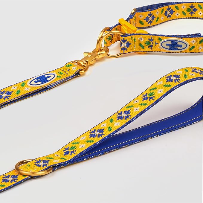 Signature Dog Leash – 63in Durable Double-Sided Jacquard Webbing, Ergonomic 0.8in Grip, Safety-Tested Hardware – Made in Korea (Basic, Peony)