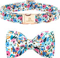 Lionheart glory Dog Collar Bow Collar Floral Dog Collar with Bow Tie Spring Summer Cute Collar Dog Boy or Girl Dog Collars Soft Durable Adjustable Dog Collars for Small Dogs