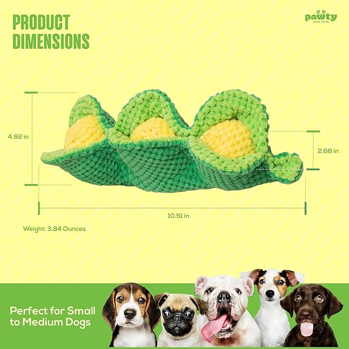 Pea Pod Interactive Dog Toy - Snuffle Nosework Stress Relief - Hide Treat Food Puzzle - Small Medium Dog - Durable Dog Gift Birthday