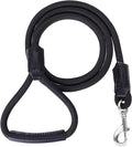 Mile High Life | Premium Leather Dog Leash | Strong Rope Leash | Leather Handle | Zinc Alloy Strong Clasp | Small Medium Large Dogs | 4/5/6 Feet(Black, 72 Inch (Pack of 1))