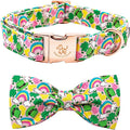 Elegant little tail St. Patrick's Dog Collar, Green Clover Print Sturdy Soft Dog Collars Pet Gift Puppy Bowtie Adjustable Pet Collars for X-Small Dogs