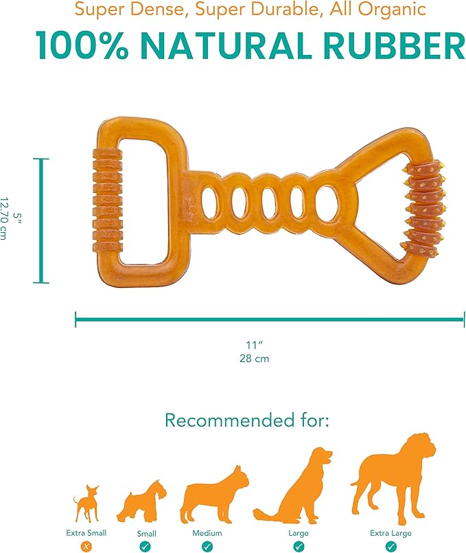 Fuzzy Puppy Dog Toys for Aggressive Chewers: All-Natural Rubber, Durable Dog Chew Toy, Tug of War Dog Toy, Great Teething Toys for Puppies | Double TUG (FP-Toy20)