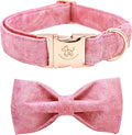 Elegant little tail Pink Colorful Dog Collar, Comfortable Dog Collar with Bow Adjustable Soft Bow tie Dog Collars for Large Dogs