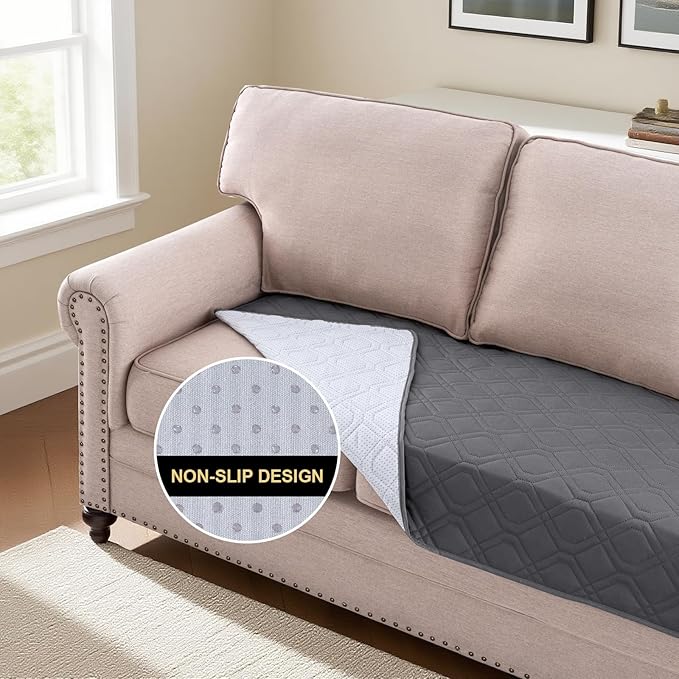 PrinceDeco Waterproof Couch Cover for Dogs Washable Dog Blanket for Bed Couch Sofa Outdoor Bed Cover with Non-Slip Back(32x82 Inch,Grey)