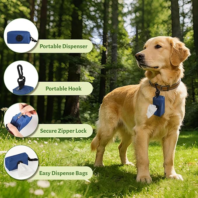 Odor-Sealing Dog Poop Bags with Dispenser, 140 Bags (7 Rolls) Unscented & Leak-Proof Poop Bags for Dog, Block Smells & Keeps Walks Fresh