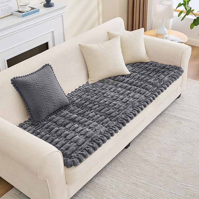 Couch Cover for Dogs, Non Slip Fuzzy Pet Couch Covers for Sofa,Pet Friendly Dog Mat for Couches and Sofas,Thick Soft Sofa Slipcovers Cushion Protector(Dark Gray, 28" x 59"/70 x 150cm)