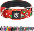 TSPRO Tactical Dog Collar 1.25 Inch Wide Thick Dog Collars with Heavy Duty Metal Buckle, Durable, Strong, Adjustable for Small Dogs (Christmas Red S)