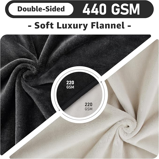 LOOBANI Waterproof Dog Blanket for Couch: Reversible Flannel Bed Blanket for Medium Large Dogs Liquid Proof, Soft Throw Blanket Couch Cover Protector for Sofa, Crate, Travel, 50" x 60", Black & Beige