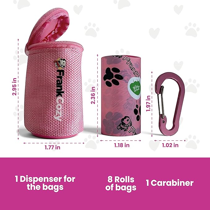 Poop Bags for Dogs with Dispenser and Carabiner, Medium Size - Leak-Proof Waste for Easy and Convenient Clean-Up