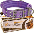 ADITYNA Heavy Duty Dog Collar – Reflective Purple Tactical Collar with Handle – Fits Extra-Large Dogs (24–30" Neck) – Wide, Thick, Soft Neoprene Padded