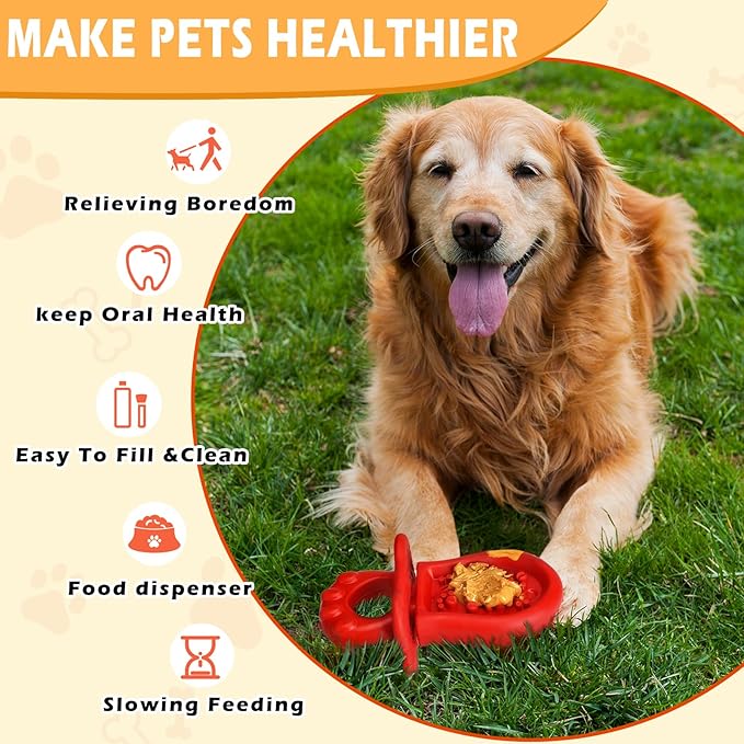Dog Chew Toys Cream Freezable Dog Treat Station, Frozen Treat Fillable Interactive Dog Toy to Keep Dogs Busy, Pacifier Dog Toy for Teething, Dog Puzzle Toys for Small/Medium/Large Dogs Outdoor
