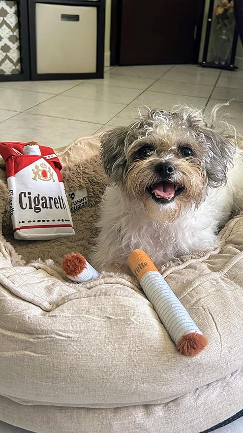 Nocciola 3 Packs Squeaky Puff Stick Toys with a Box, Funny Interactive Plush Dog Toys, Pitbull Husky Frenchie Pug Stuffed Puppy Toys for Small to Medium Breed, Dog Accessories Boy Gift