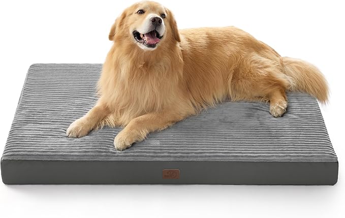 Bedsure ComfyFleece XXL Dog Bed for Crate - Extra Large Orthopedic Pet Beds with Removable Washable Cover, NOT Waterproof Egg Crate Foam Mat, Suitable for Pet Up to 100 lbs, 47x29x4, Not for Chewers