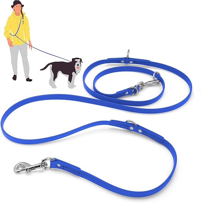 Jelly Pet Multi-Purpose European Style Leash l Made in America l Stronger Than Leather l Waterproof and Easy to Clean (5/8", Royal Blue)