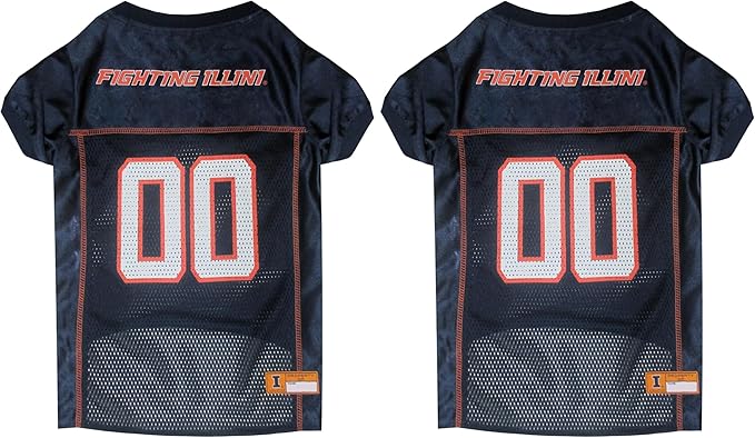 NCAA College Illinois Fighting Illini Mesh Jersey for Dogs & Cats, Medium. Licensed Big Dog Jersey with Your Favorite Football/Basketball College Team (Pack of 2)