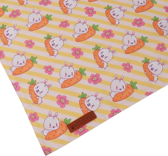 ADOGGYGO Easter Dog Bandana 2 Pack, Bunny Carrot Print Pet Scarf, Adjustable Fit Easter Bandanas for Medium Large Dogs (Large)
