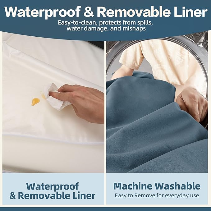 Sytopia XXL 35D Memory Foam Dog Bed for Extra Large Dogs – 7" Thick Orthopedic Pet Couch for Seniors and Big Breeds up to 150 Pounds, with Water-Resistant Liner & Washable Cover – Blue Grey